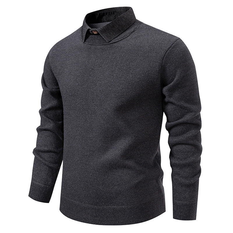 Men's Fine Knit Pullover with Modern Collar Design Lune London