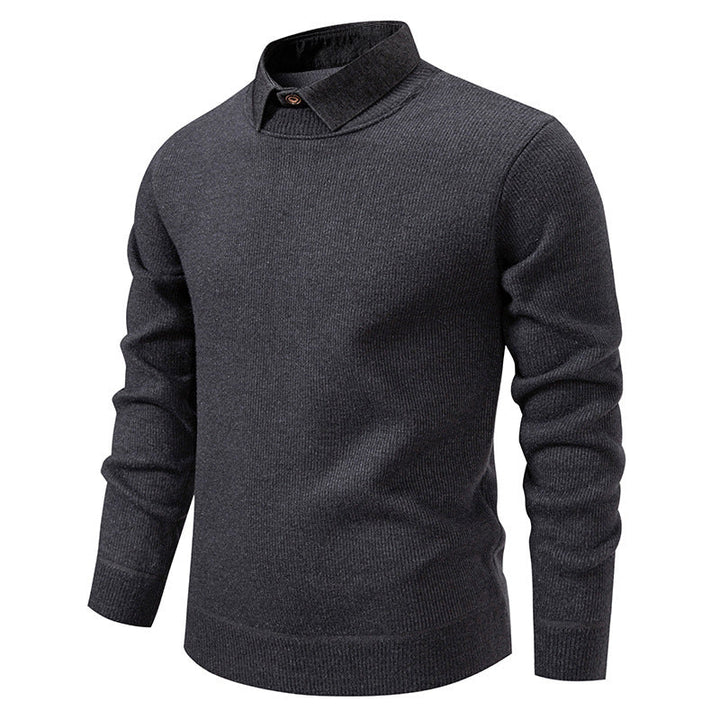 Men's Fine Knit Pullover with Modern Collar Design Lune London
