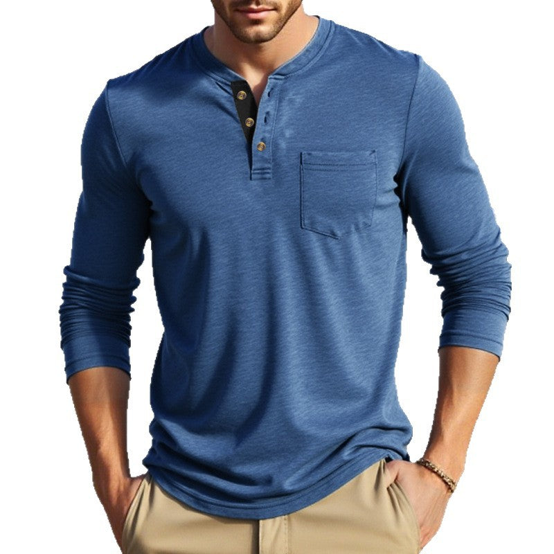Men's long sleeve Henley shirt with buttons and elegant accents Lune London