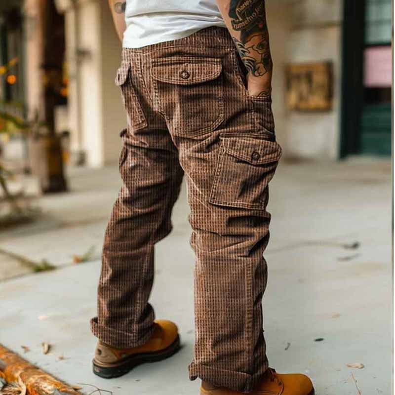 Men's cargo pants with pockets and ribbed texture Lune London