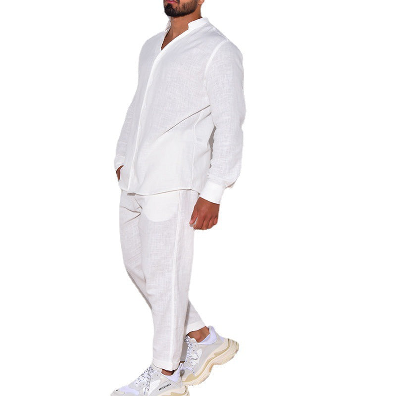 Linen suit for men with a modern cut and a casual chic look and style