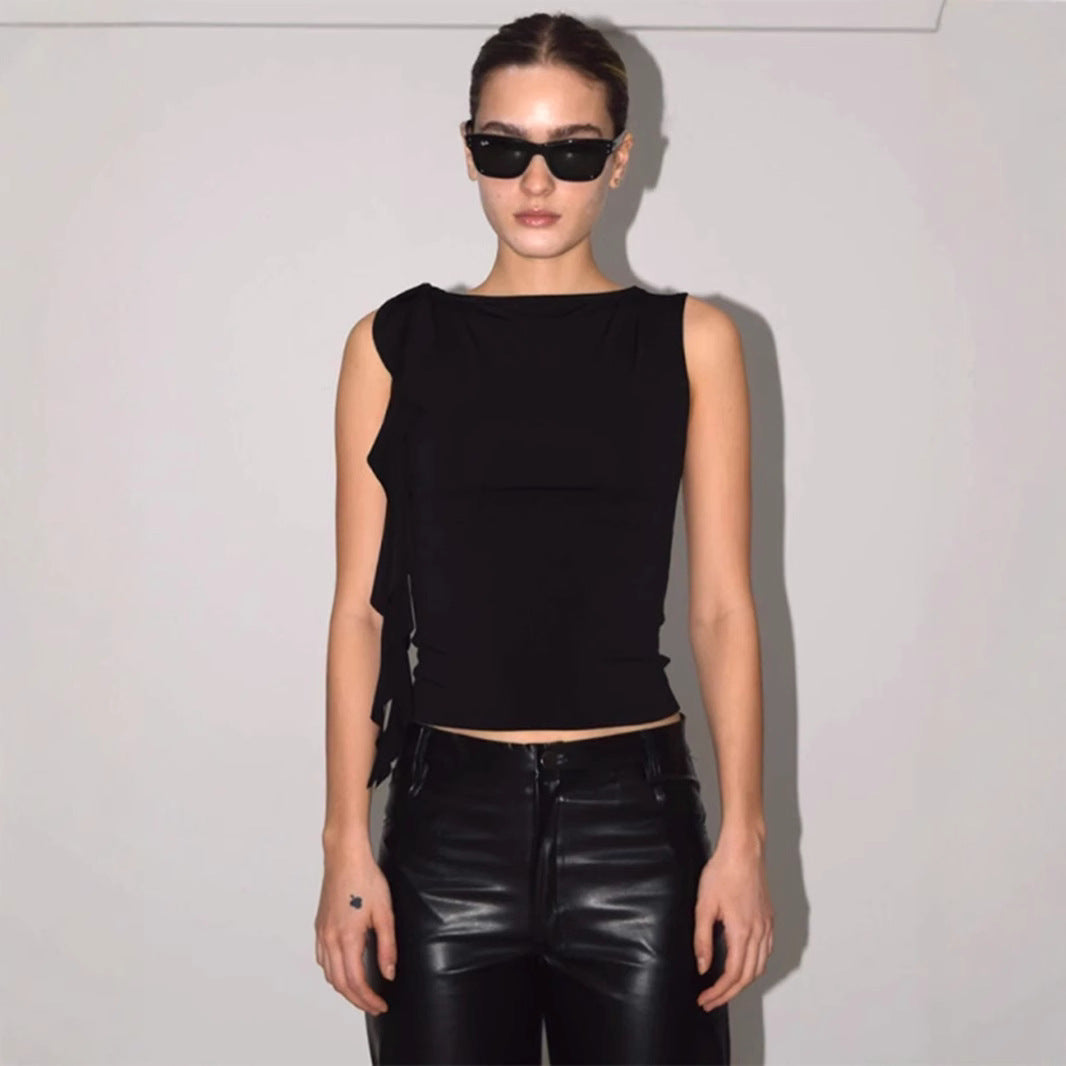 Ruffled strap blouse Lune London