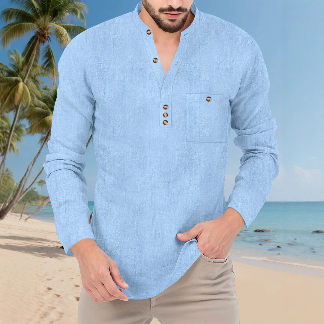 Casual long-sleeve shirt for men with button placket and chest pocket Lune London