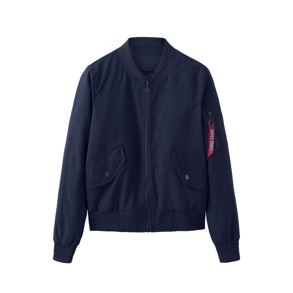 Elegant women's bomber jacket with practical side pockets and elastic edges Lune London