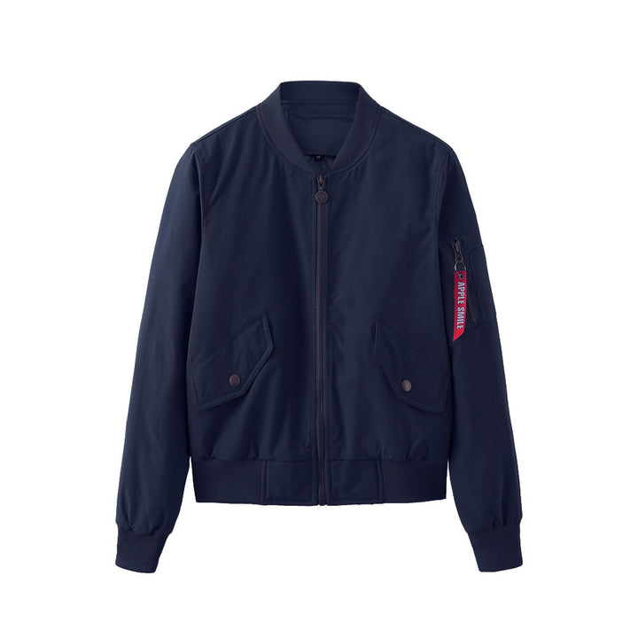 Elegant women's bomber jacket with practical side pockets and elastic edges Lune London