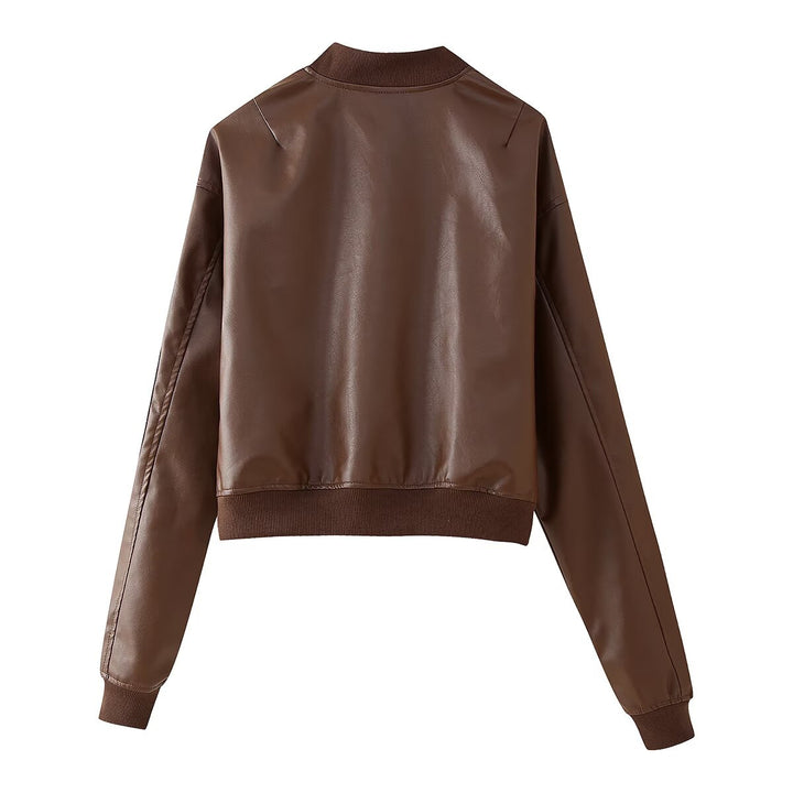 Women's biker jacket in high-quality faux leather with practical pockets and elastic cuffs Lune London