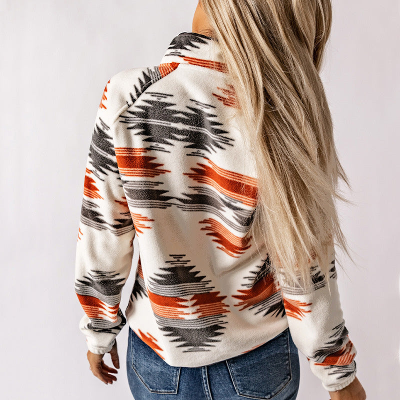 Ladies casual and stylish fleece jacket with tribal design Lune London