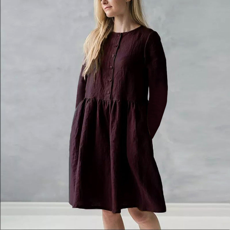 Casual dress for women with button closure and voluminous skirt Lune London