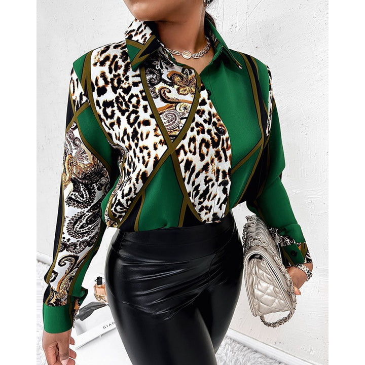 Ladies' shirt in elegant animal print with contrasting patterns Lune London
