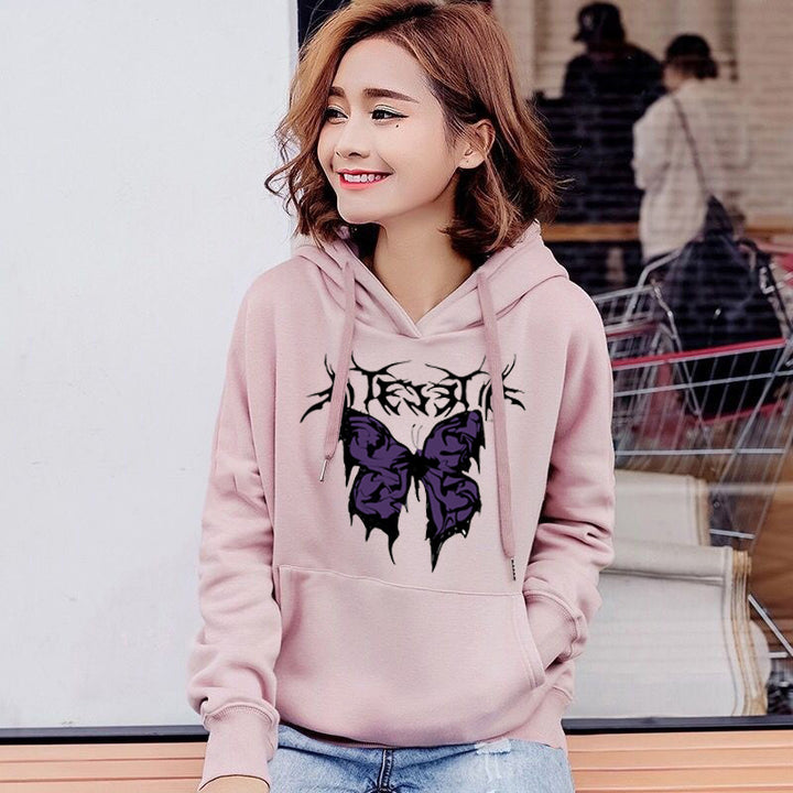Women’s Hoodie with Artistic Butterfly Design Chic & Stil