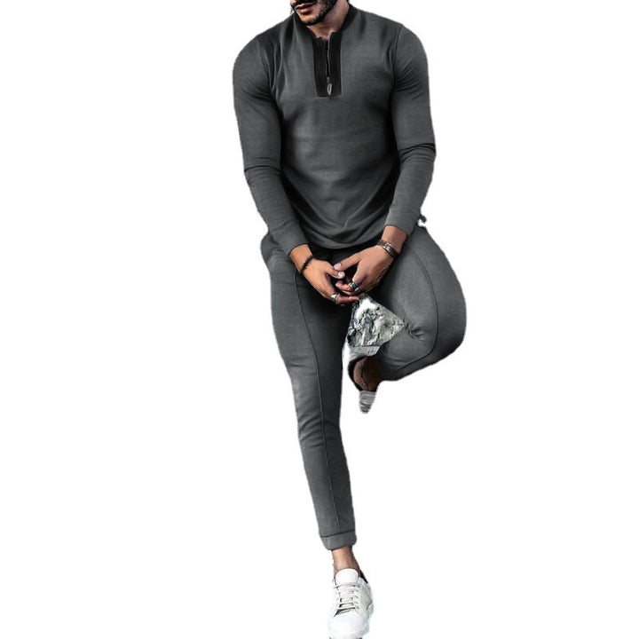 Men's Two-Piece Tracksuit with High Collar and Zipper Lune London