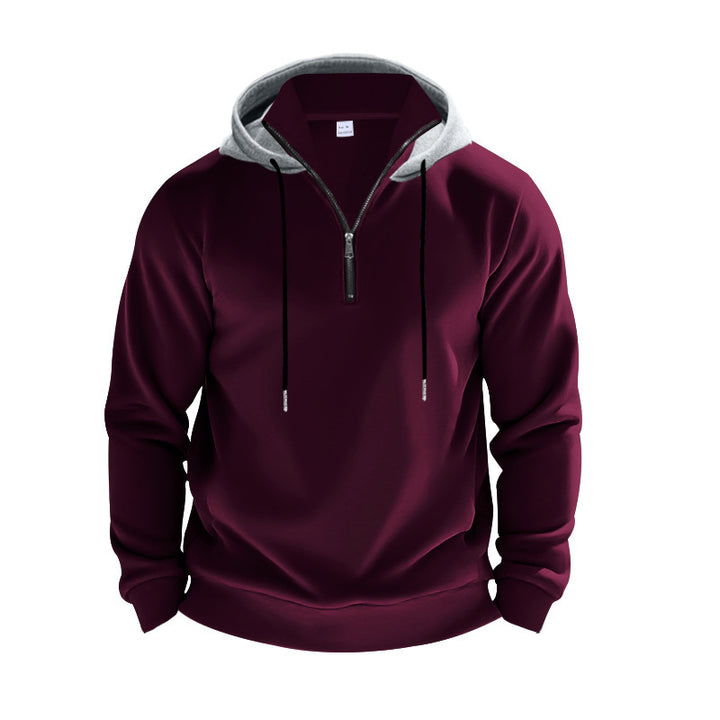 Men's hooded sweatshirt with half zipper and internal drawstring Lune London