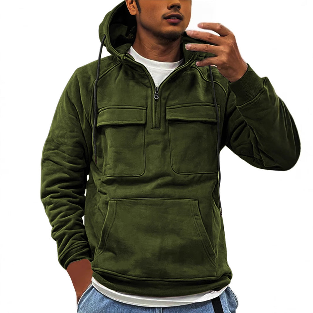 Outdoor pullover for men with practical pockets and high collar Lune London