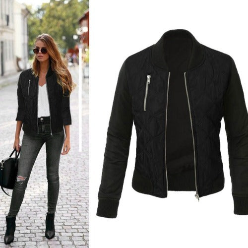 Quilted fashion jacket for women bomber style with zipper Lune Londonl