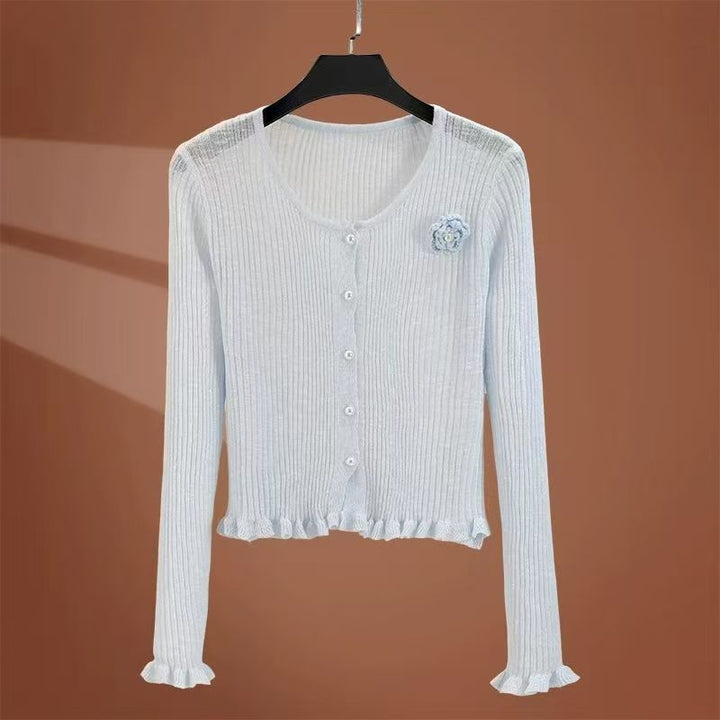 Knitted jacket for women with a delicate floral pattern Lune London