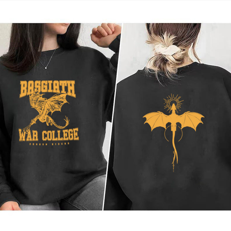 Women's sweatshirt with creative dragon motif and unique college design Lune London