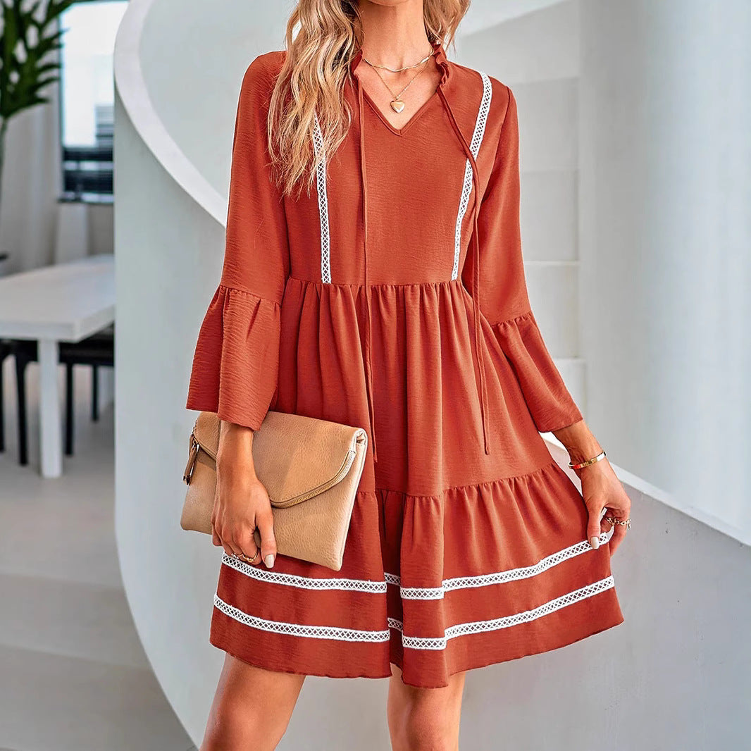 Leisure dress for women with a loose fit and decorative frills Lune London