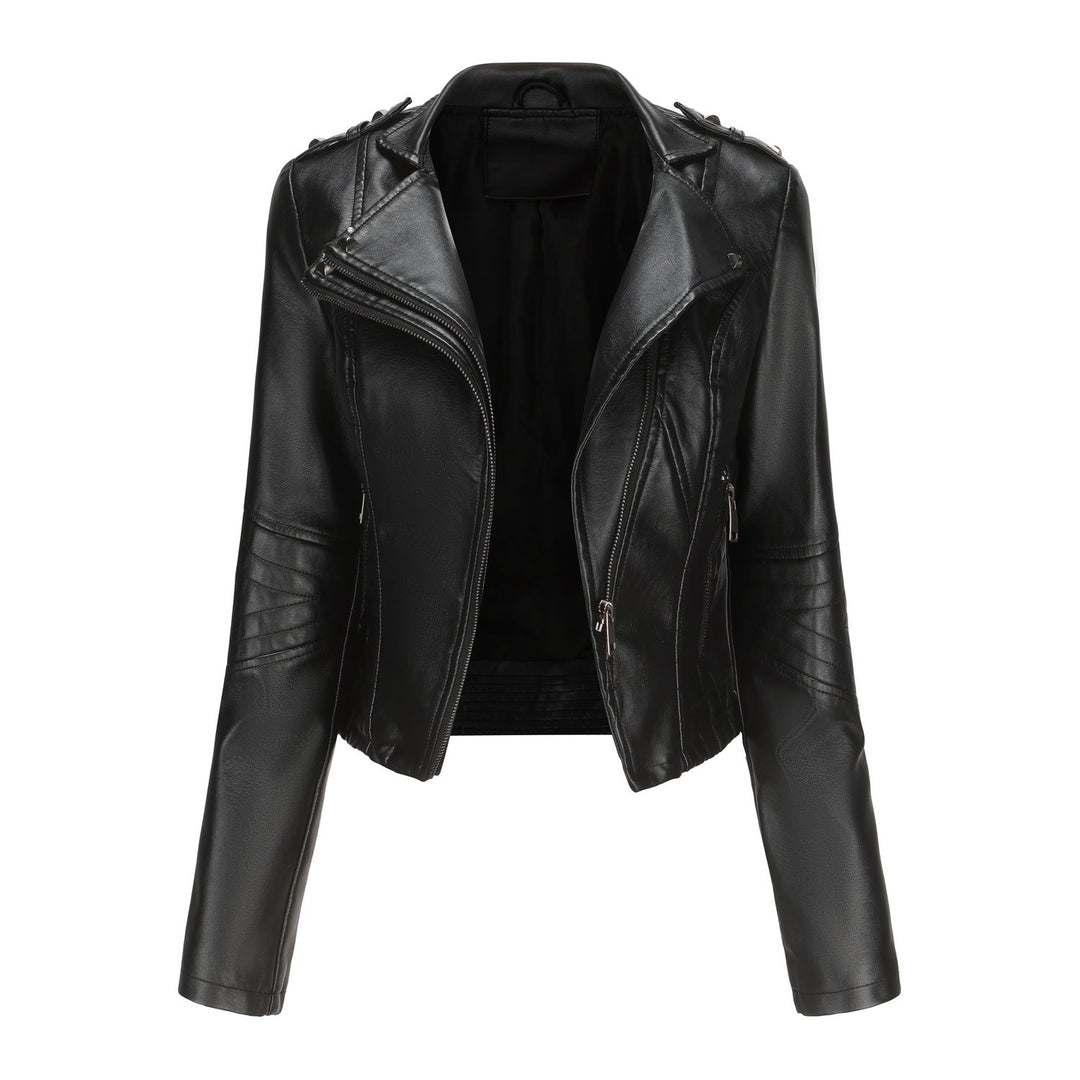 Women Stylish Biker Jacket with Asymmetrical Zipper and Detail Seams Lune London