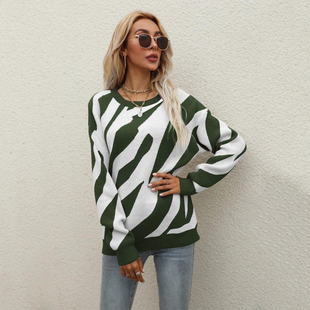 Pull tricoté élégant pour femmes avec un motif animal frappant et une coupe innovante Chic & Stil