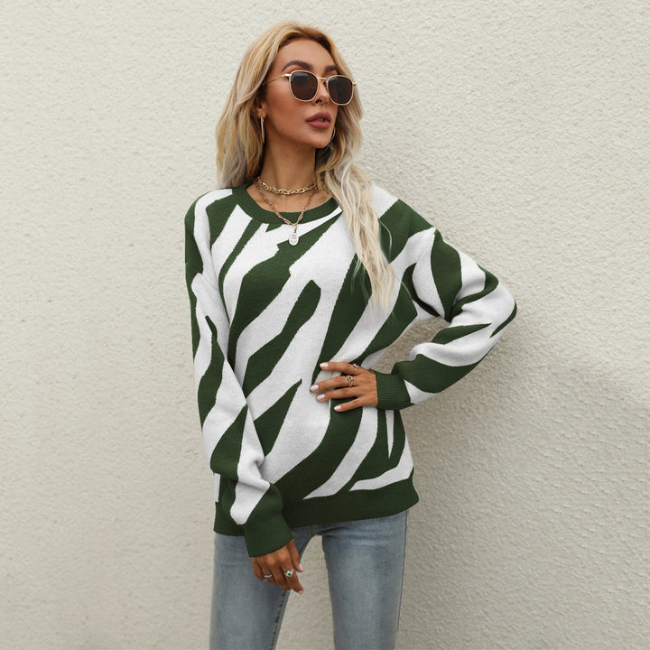 Pull tricoté élégant pour femmes avec un motif animal frappant et une coupe innovante Chic & Stil