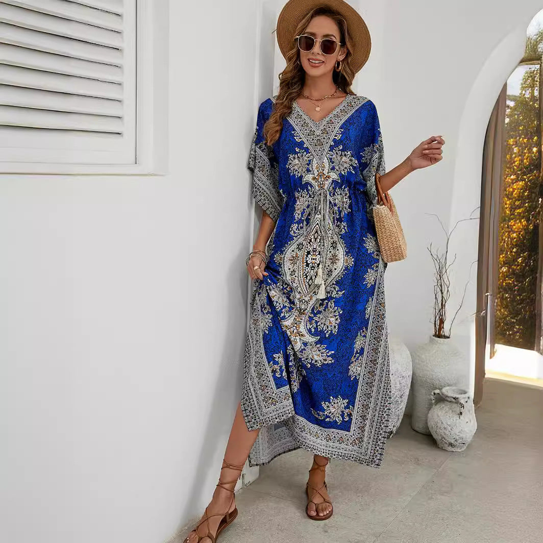 Lune London bohemian printed maxi kaftan dress for women