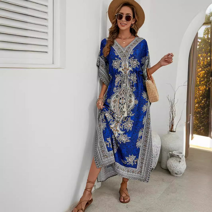 Lune London bohemian printed maxi kaftan dress for women