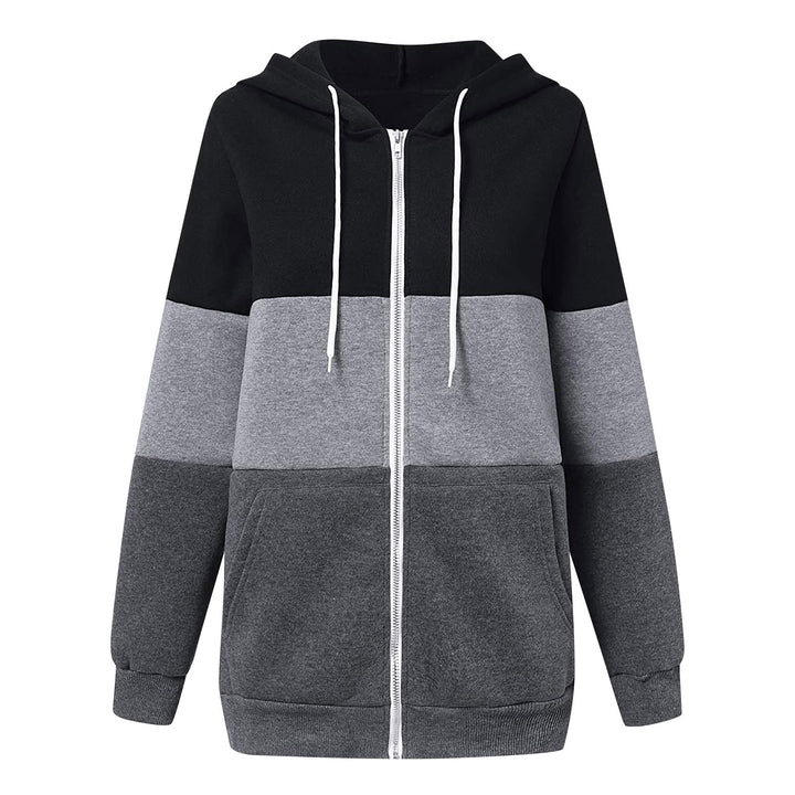Comfortable hooded sweatshirt for women with a fashionable color block design Lune London