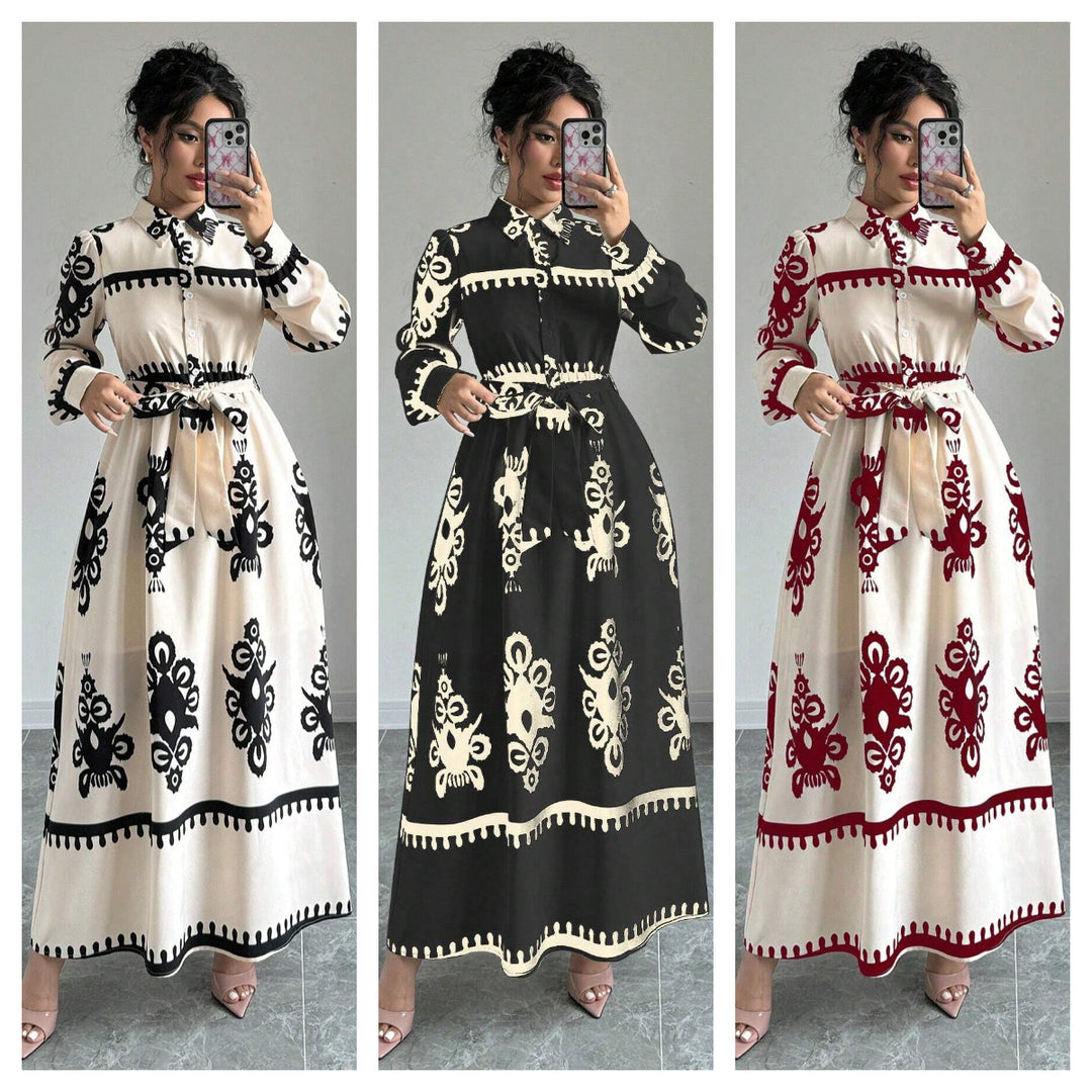 Maxi dress for women with vintage pattern Lune London