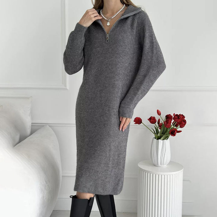 Robe tricotée pour femmes avec col montant et fermeture éclair Chic & Stil