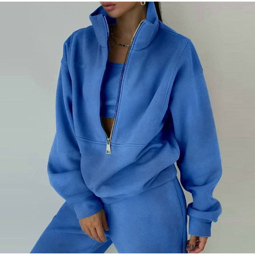Casual zippered pullover for women with high collar Lune London