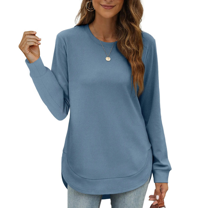 Casual women's long sleeve sweater with curved hem Lune London