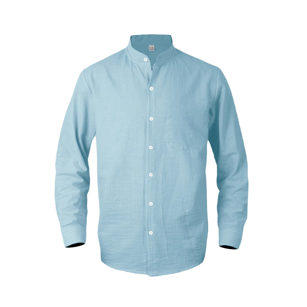 Shirt for men with vertical stripes and a modern high collar Lune London