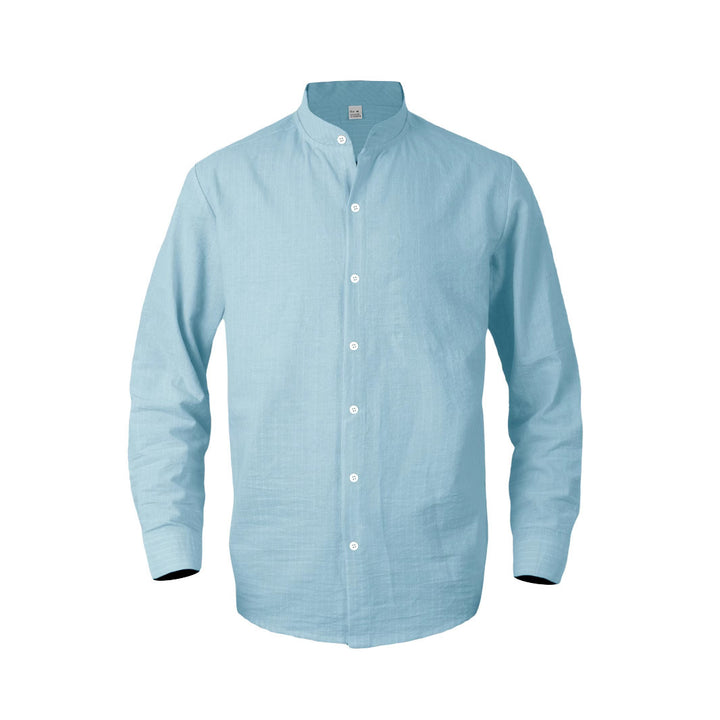 Shirt for men with vertical stripes and a modern high collar Lune London