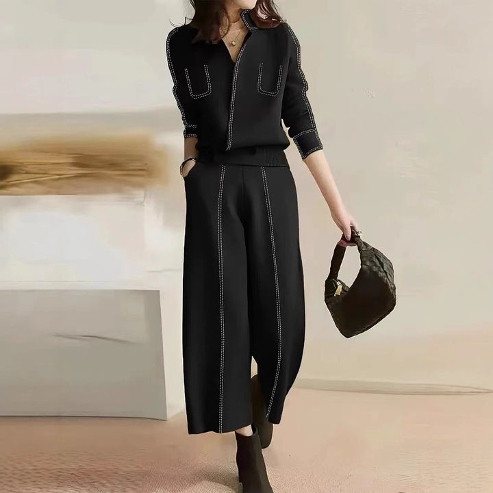 Elegant wide pants for women with decorative seams Lune London