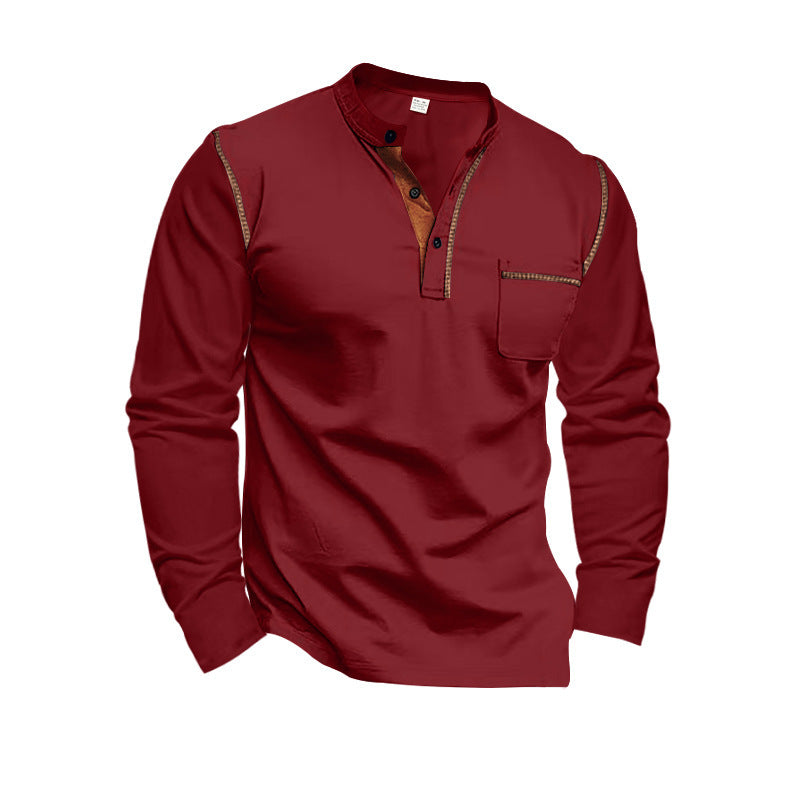 Stylish long sleeve shirt for men with high collar and chest pocket Lune London