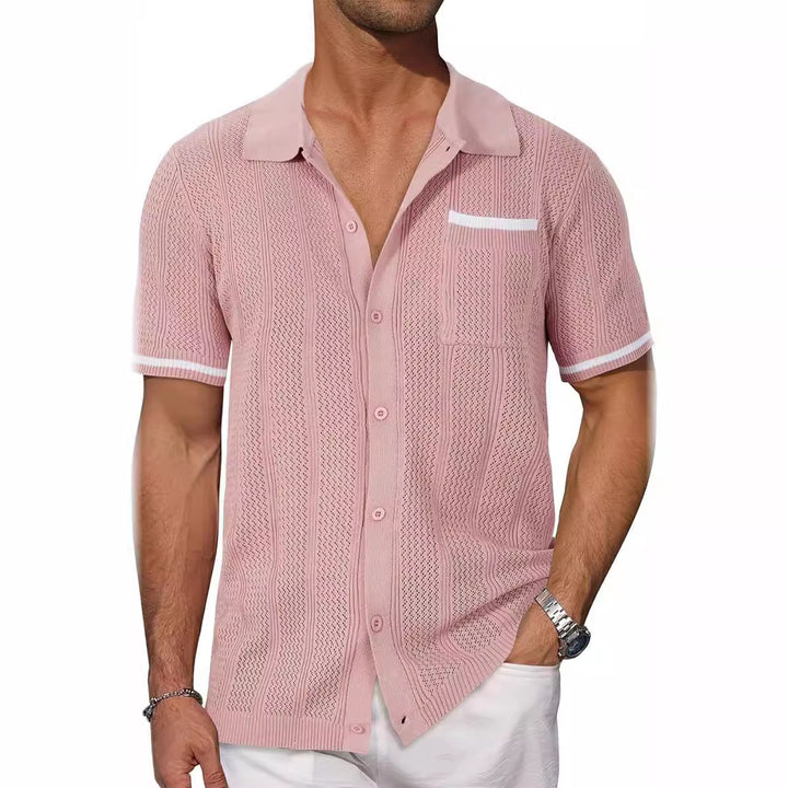 Short sleeve breathable shirt for men with a decorative perforation pattern Lune London