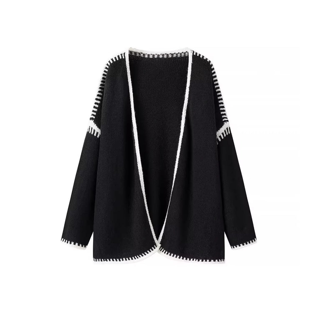Cardigan ouvert pour femme avec coutures contrastées élégantes Chic & Stil