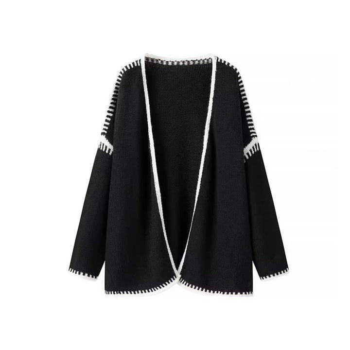 Cardigan ouvert pour femme avec coutures contrastées élégantes Chic & Stil