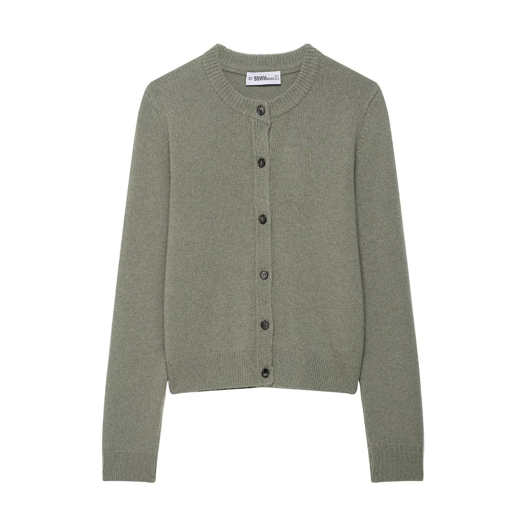 Women's knitted jacket with button placket and classic round collar Lune London