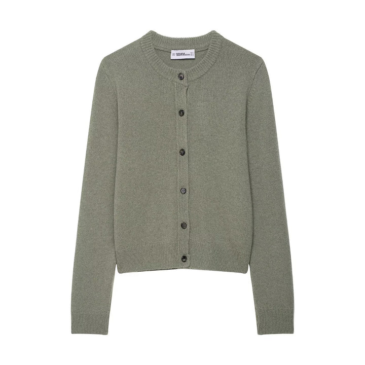Women's knitted jacket with button placket and classic round collar Lune London