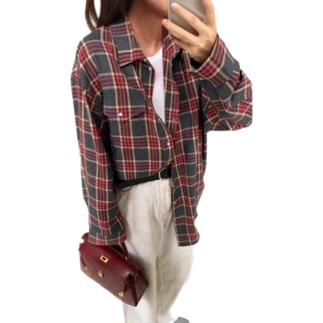 Flannel shirt for women with plaid pattern and relaxed fit Lune London