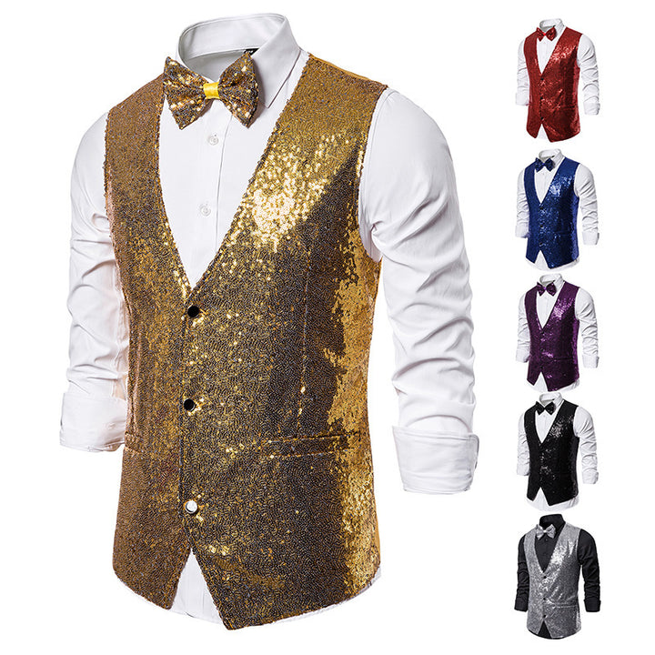 Shiny party jacket for men with matching bow tie Lune London