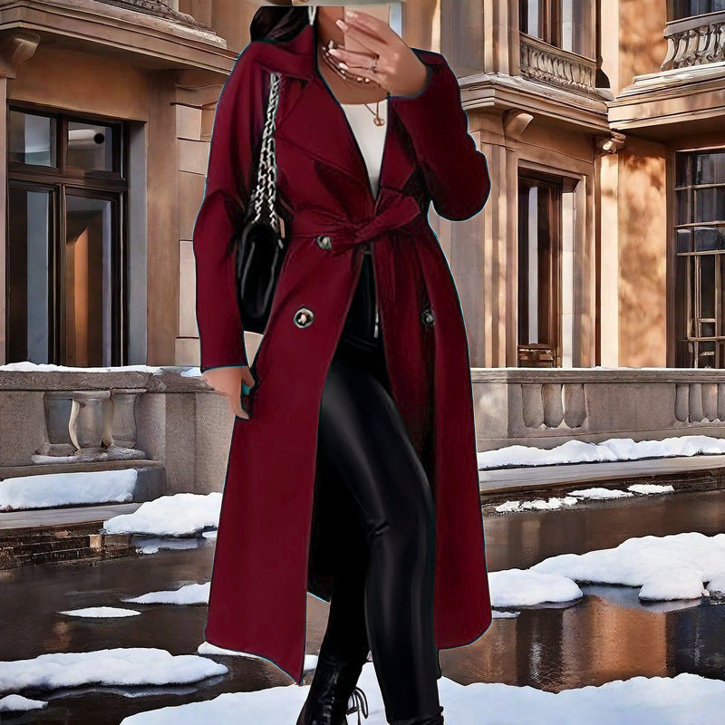 Ladies Elegant Trench Coat with Belt at the Waist and Double-Breasted Details Lune London