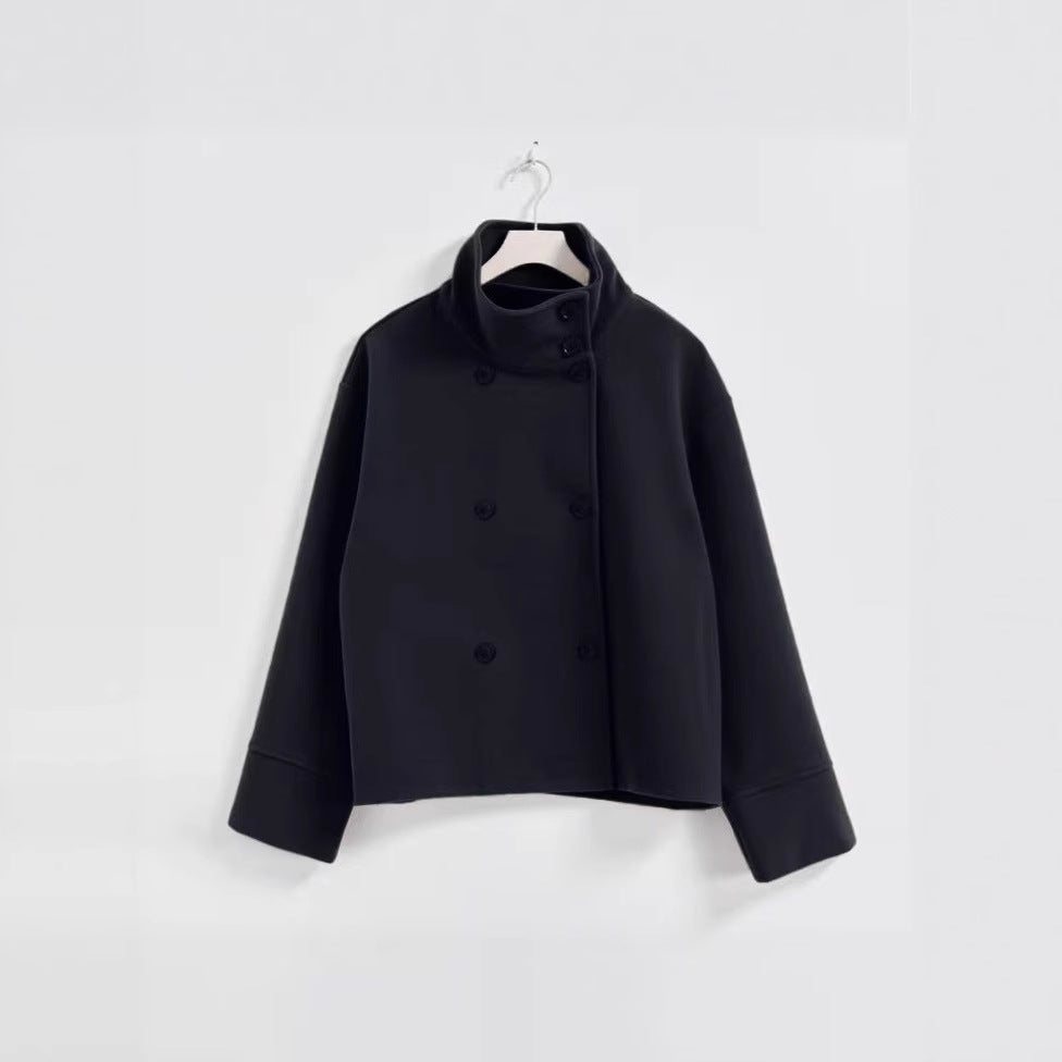 Cropped jacket for women with high collar and double breasted Lune London
