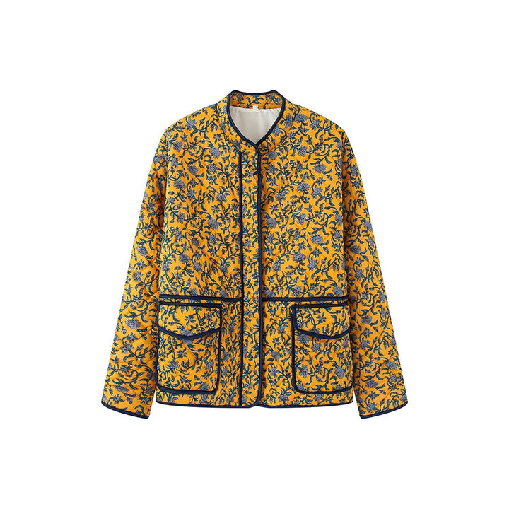 Trendy quilted women's jacket with floral pattern Lune London