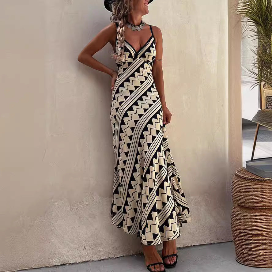 Lune London Women's Fluid Maxi Dress with Geometric Print