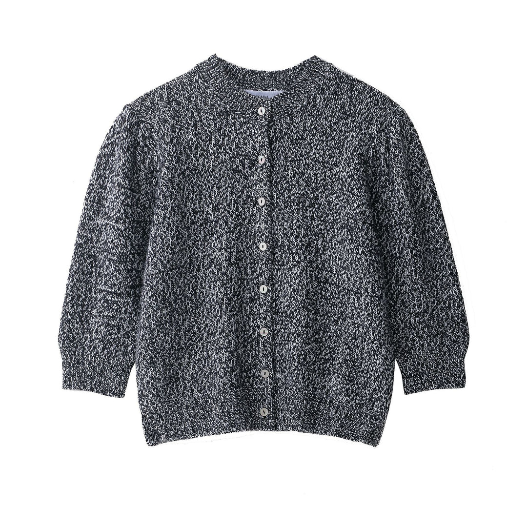 Knitted jacket for women with button closure and elegant ruffle details Lune London