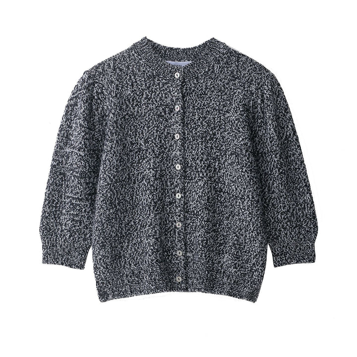 Knitted jacket for women with button closure and elegant ruffle details Lune London