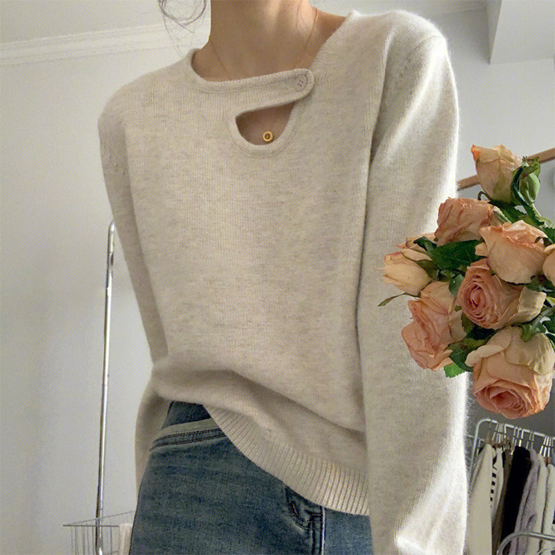 Pull femme avec détail de bouton innovant et coupe décontractée Chic & Stil