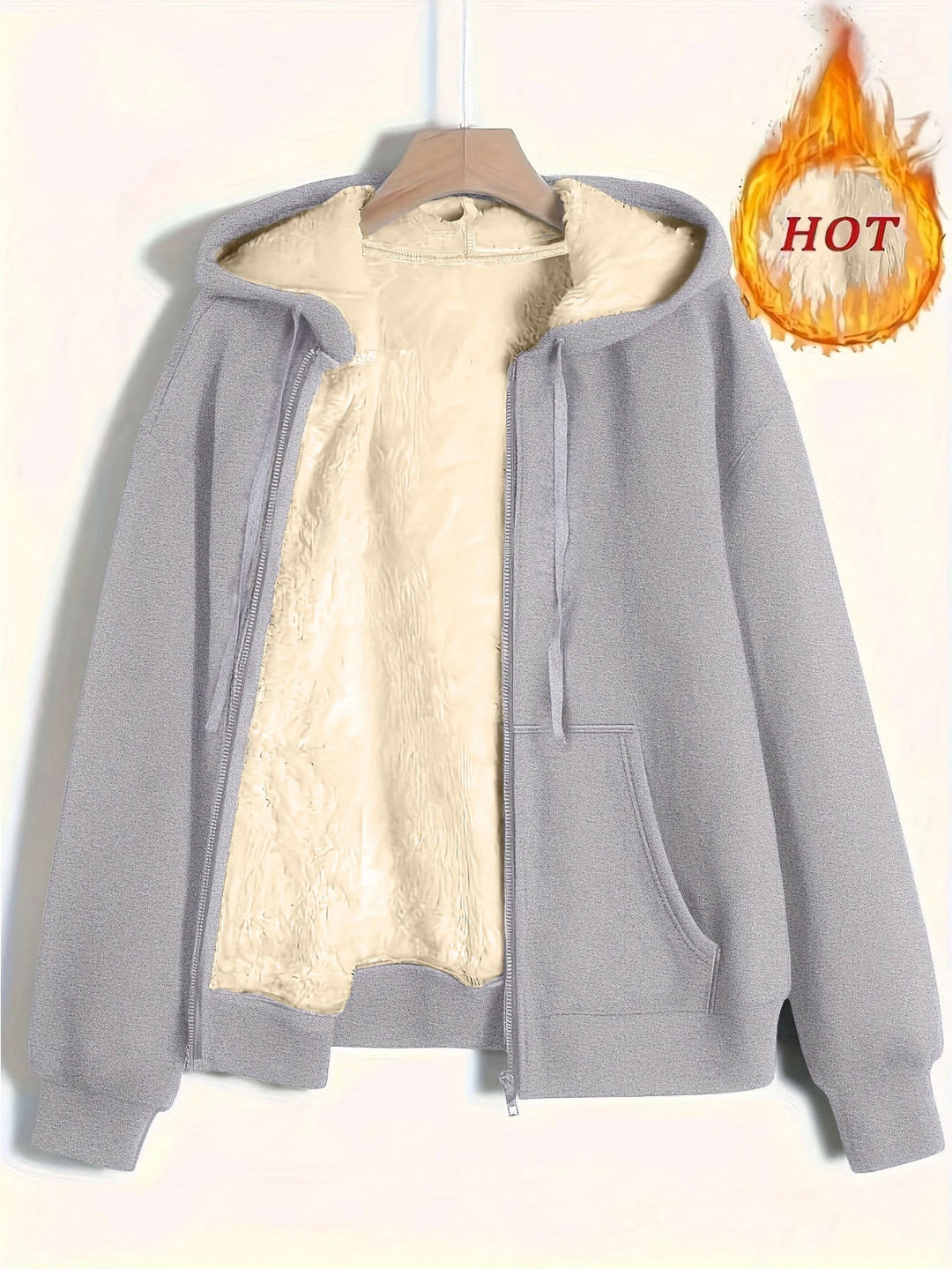 Ladies Cozy Fleece Jacket with Zipper and Hood Lune London